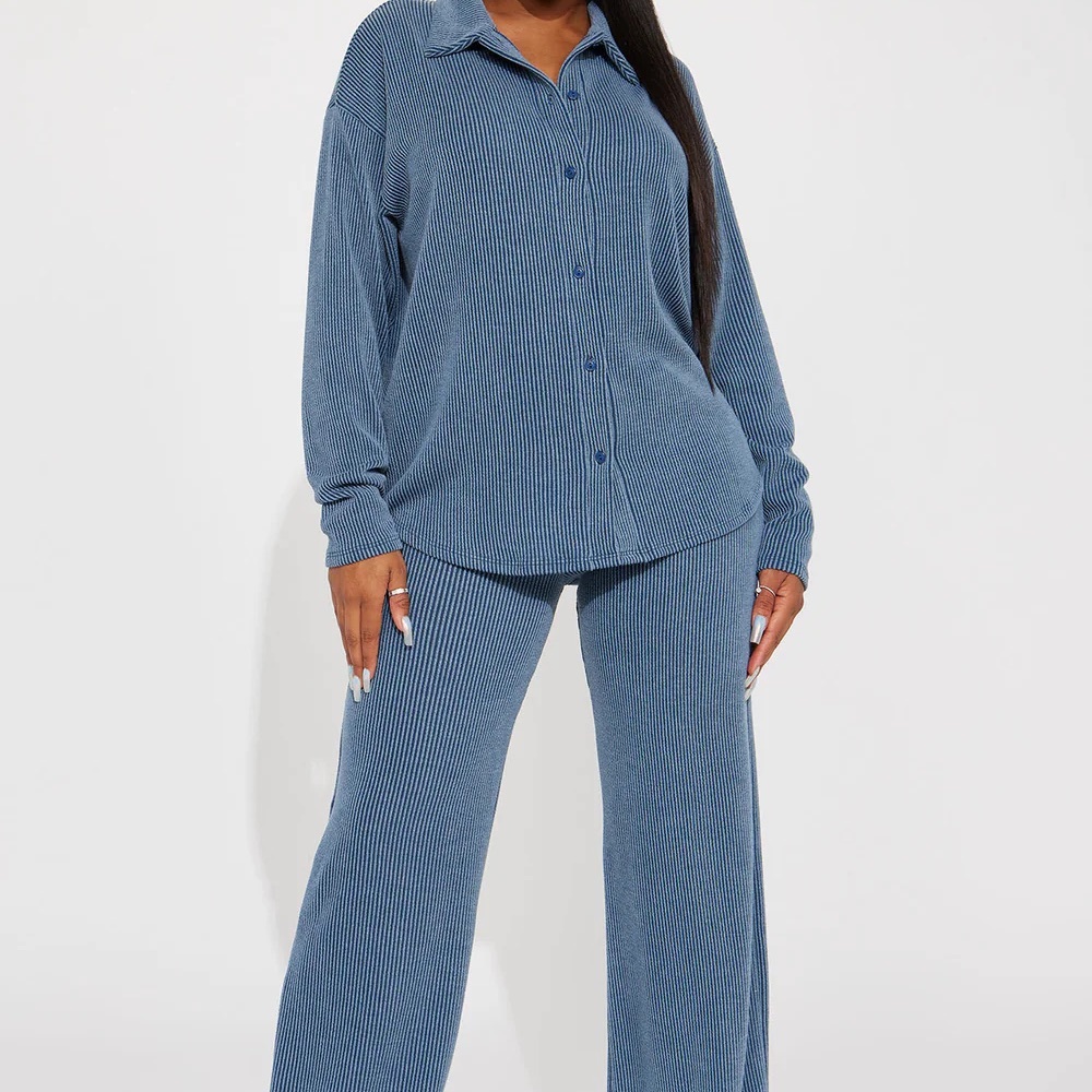 Fashion nova  Blue ribbed  Set